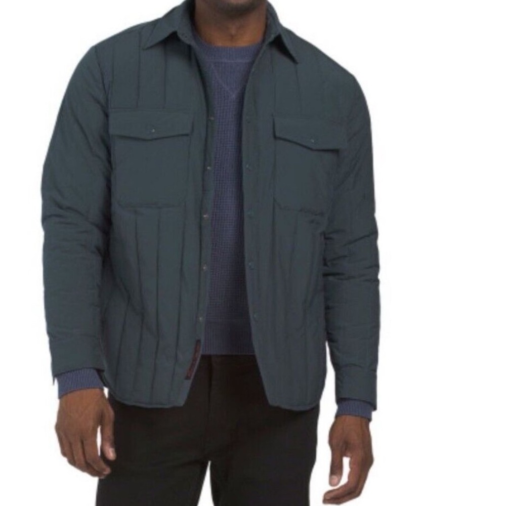 Robert Graham Slate Blue‎ Quilted Shirt Jacket Padded Camo Pockets NWT $348 M